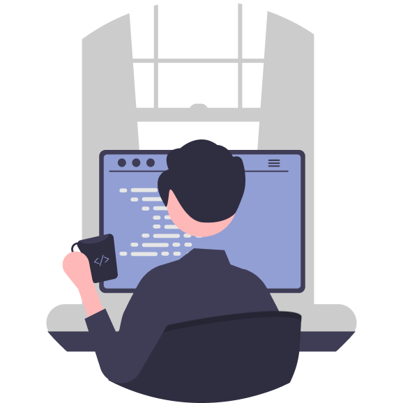 Imagem de programador em frente ao computador